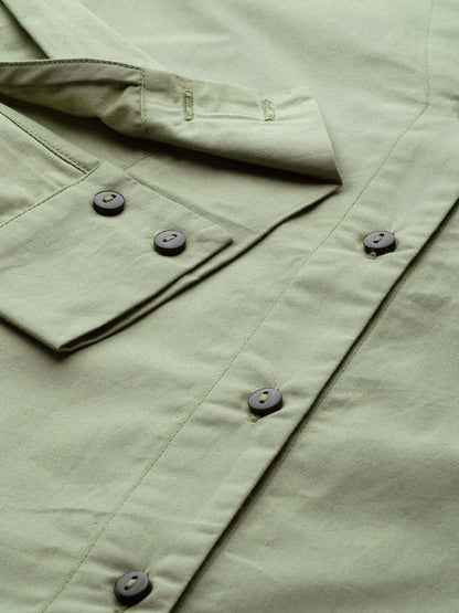 Women's Olive Shoulder Tape Shirt