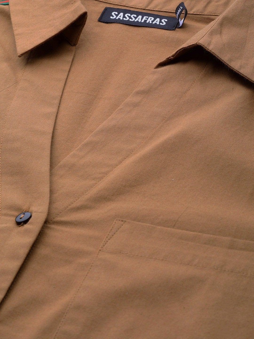 Women's Brown Shoulder Tape Shirt