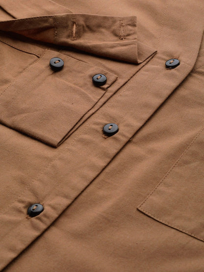 Women's Brown Shoulder Tape Shirt