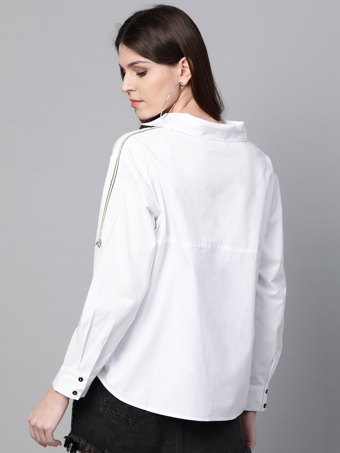 Women's White Shoulder Tape Shirt