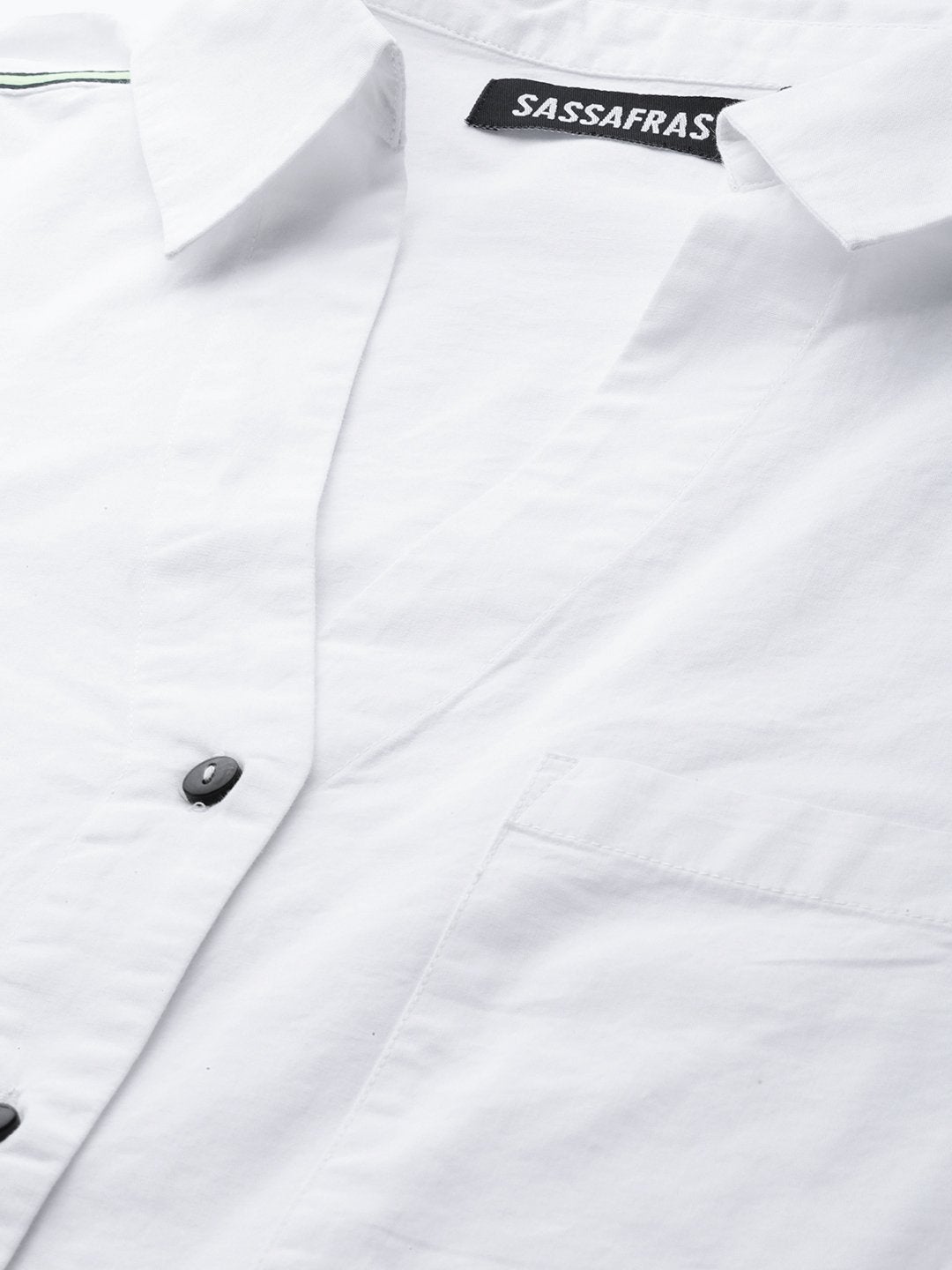 Women's White Shoulder Tape Shirt