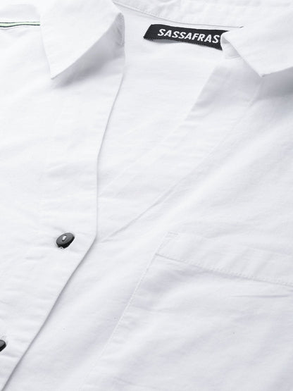 Women's White Shoulder Tape Shirt