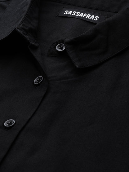 Women's Black Cut Out Sleeve Shirt