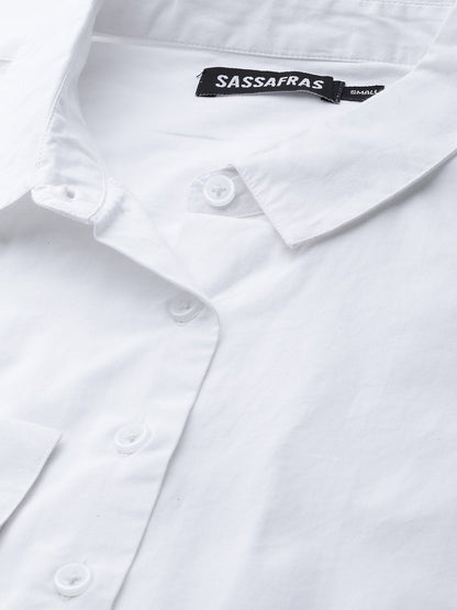 Women's White Cut Out Sleeve Shirt
