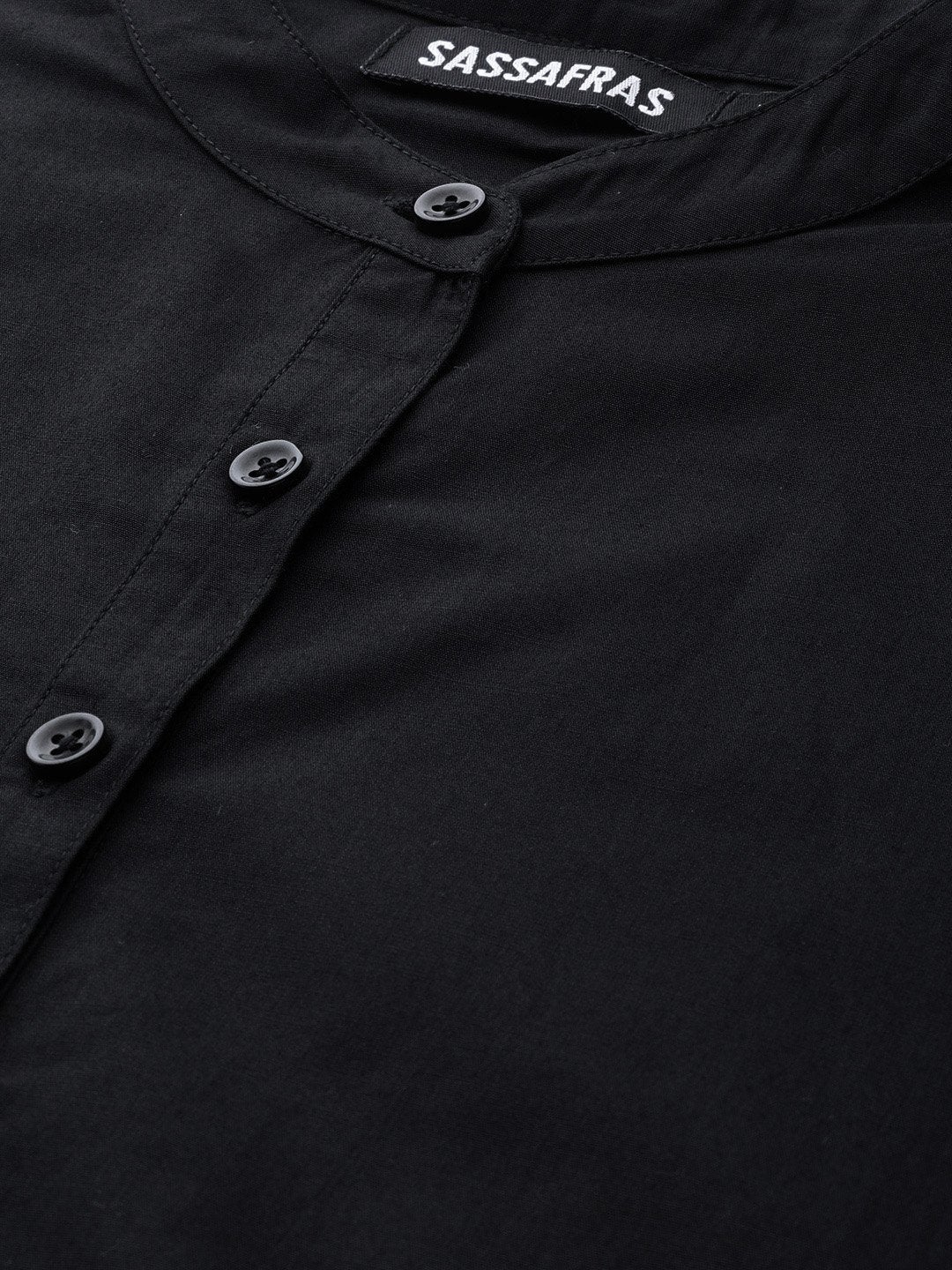 Women's Black Frill On Sleeve Shirt
