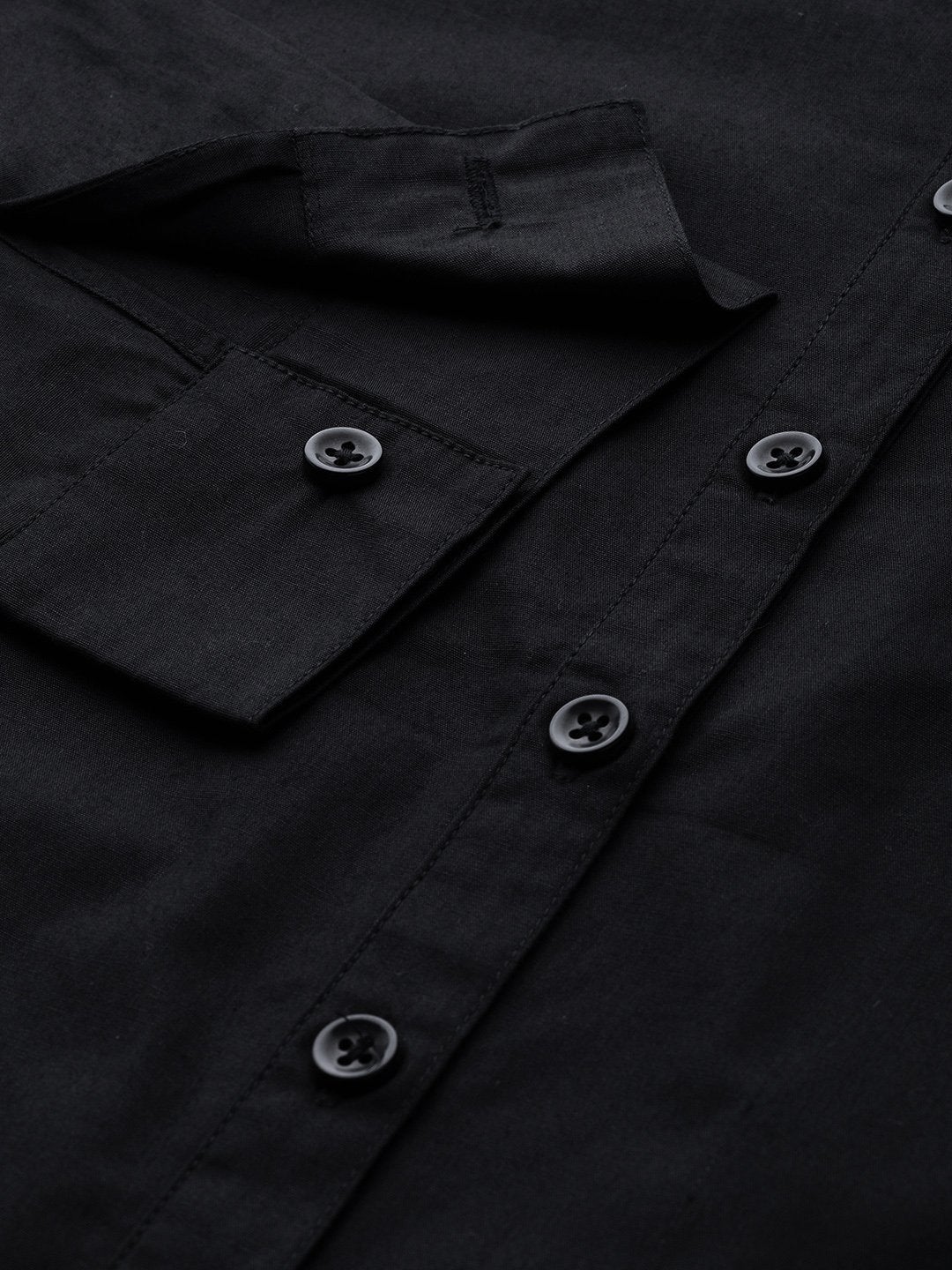 Women's Black Frill On Sleeve Shirt