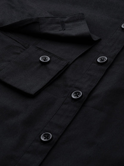 Women's Black Frill On Sleeve Shirt