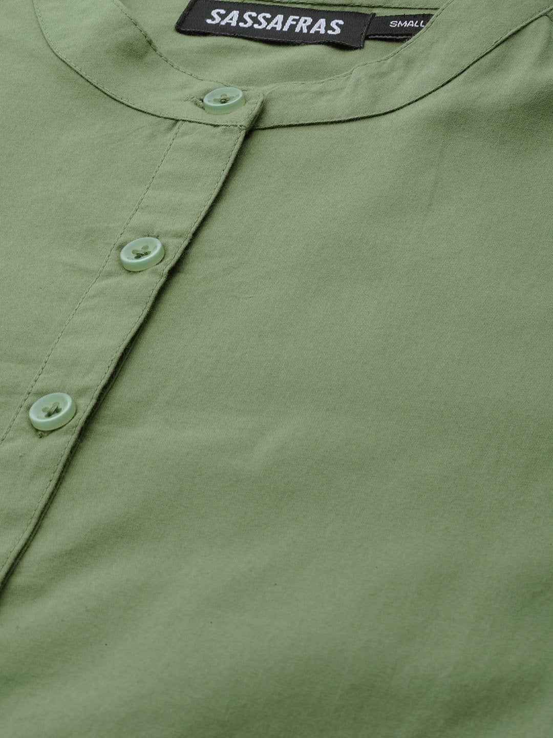 Women's Olive Frill On Sleeve Shirt