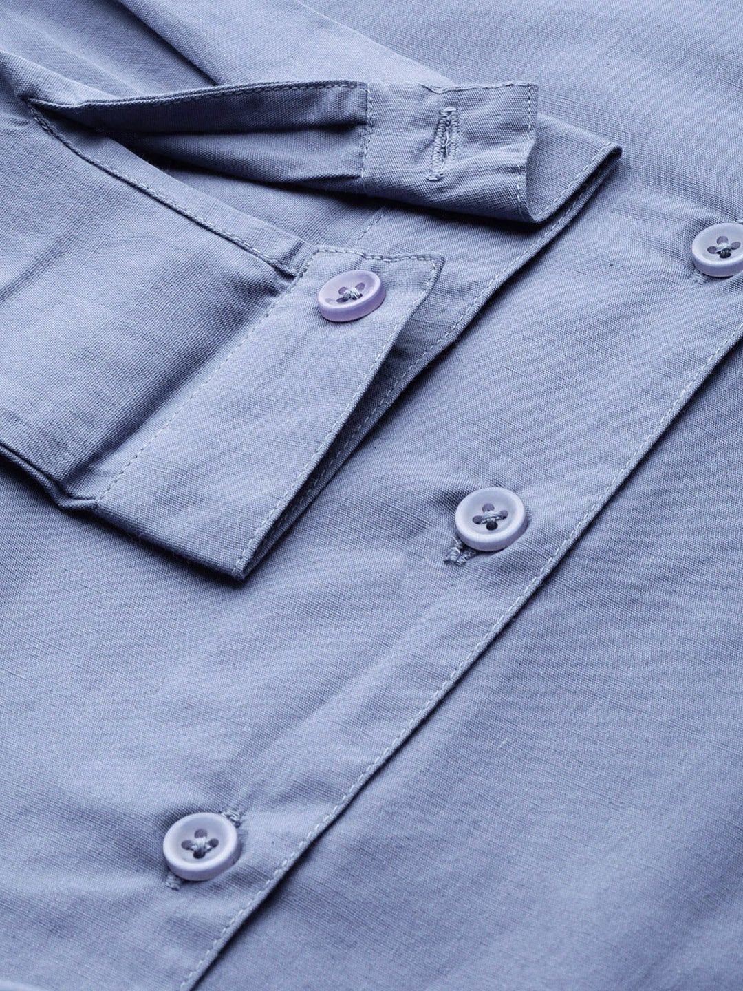 Women's Blue Front Tie Longline Shirt