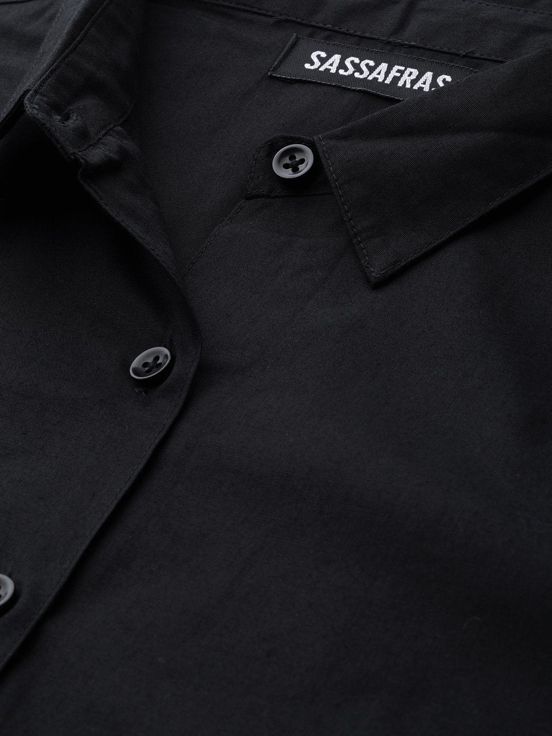 Women's Black Front Tie Longline Shirt