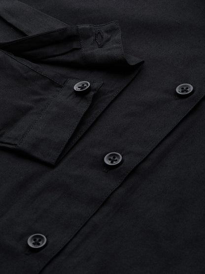 Women's Black Front Tie Longline Shirt