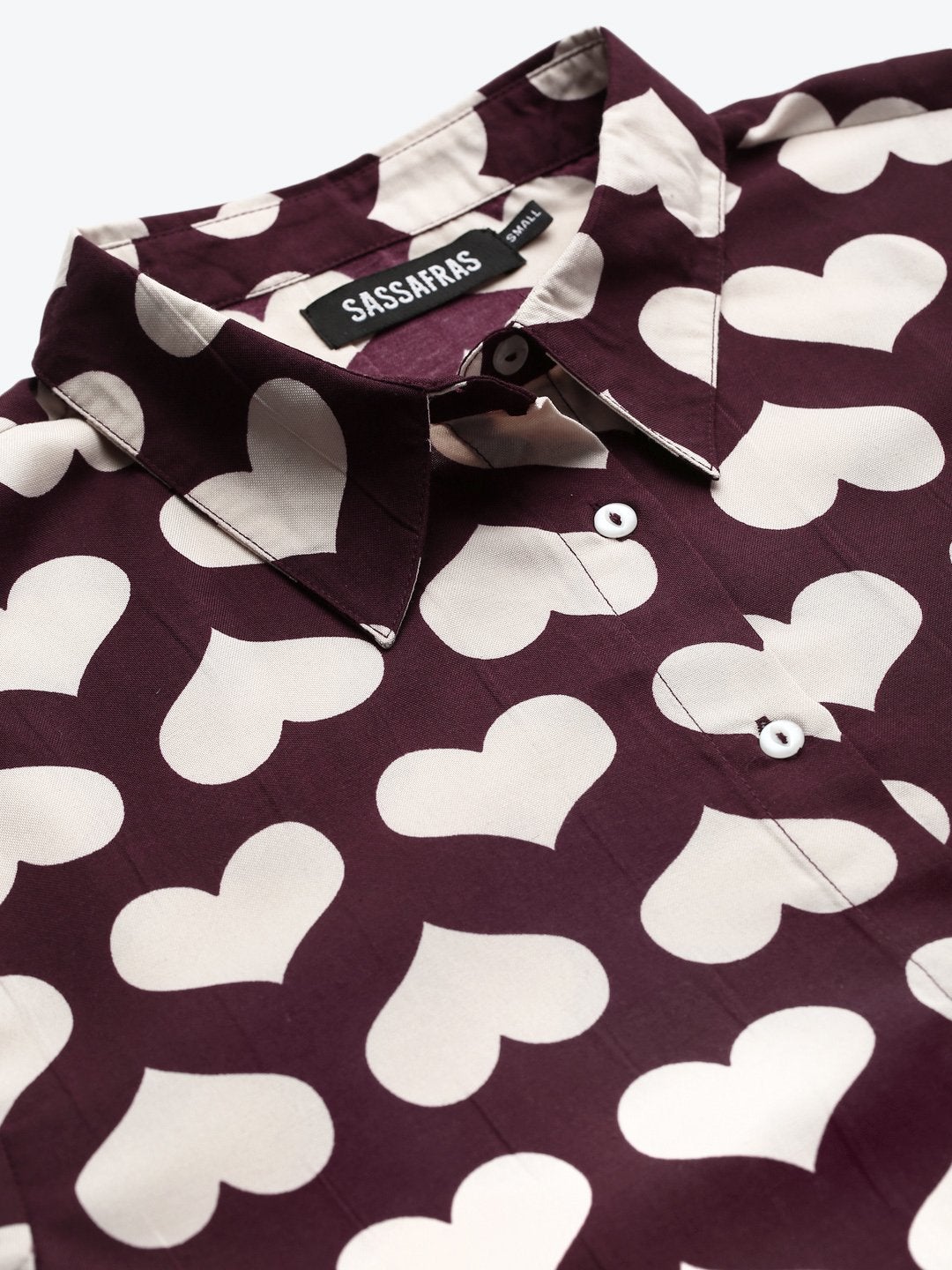 Women's Maroon Heart Print Shirt