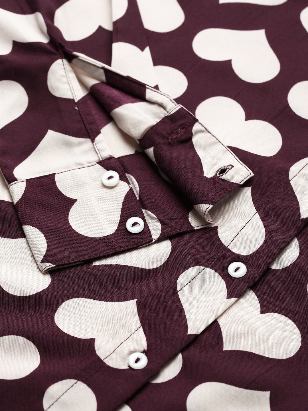 Women's Maroon Heart Print Shirt