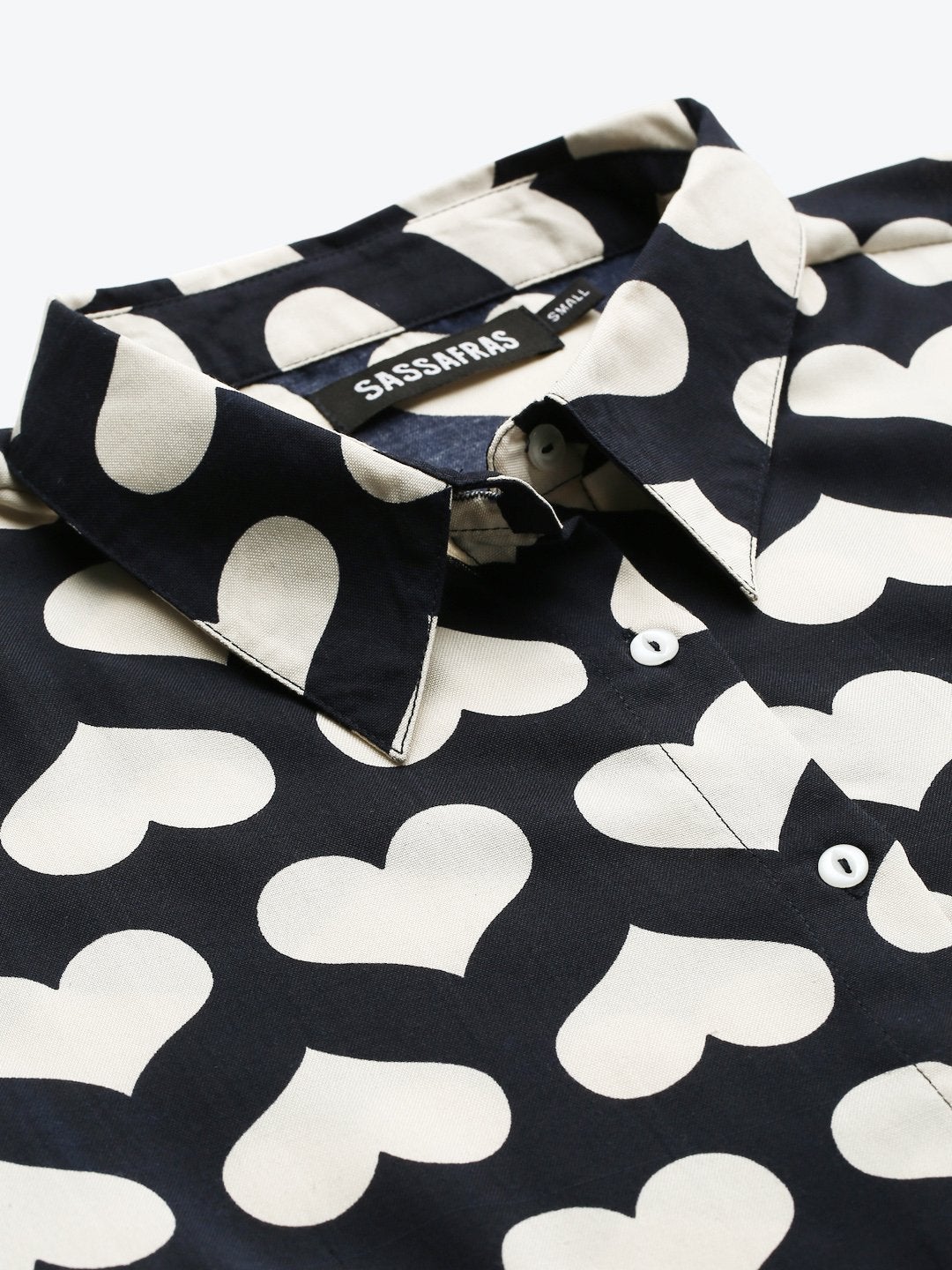 Women's Navy Heart Print Shirt