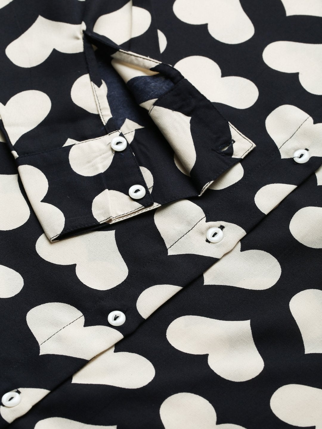 Women's Navy Heart Print Shirt