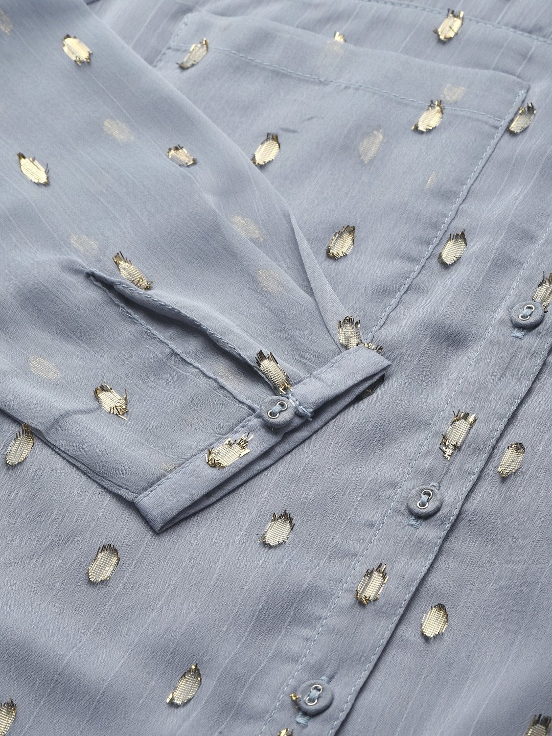 Women's Grey Lurex Sheer Shirt