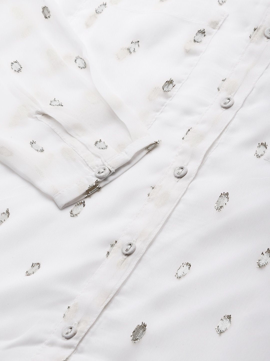 Women's White Lurex Sheer Shirt