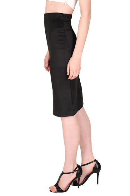 Women's Scuba Pencil Black Skirt