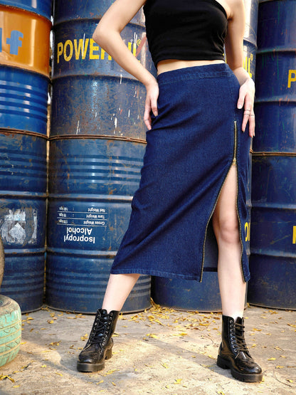 Women's Blue Denim A Line Skirt