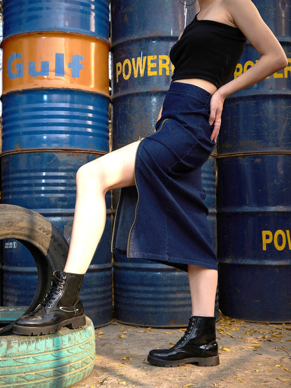 Women's Blue Denim A Line Skirt