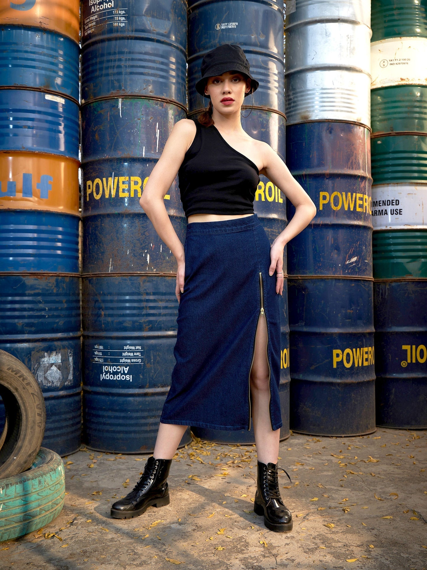 Women's Blue Denim A Line Skirt