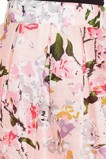 Women's Pink Floral Silk Skirt