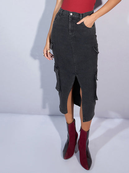 Women's Black Denim Skirt