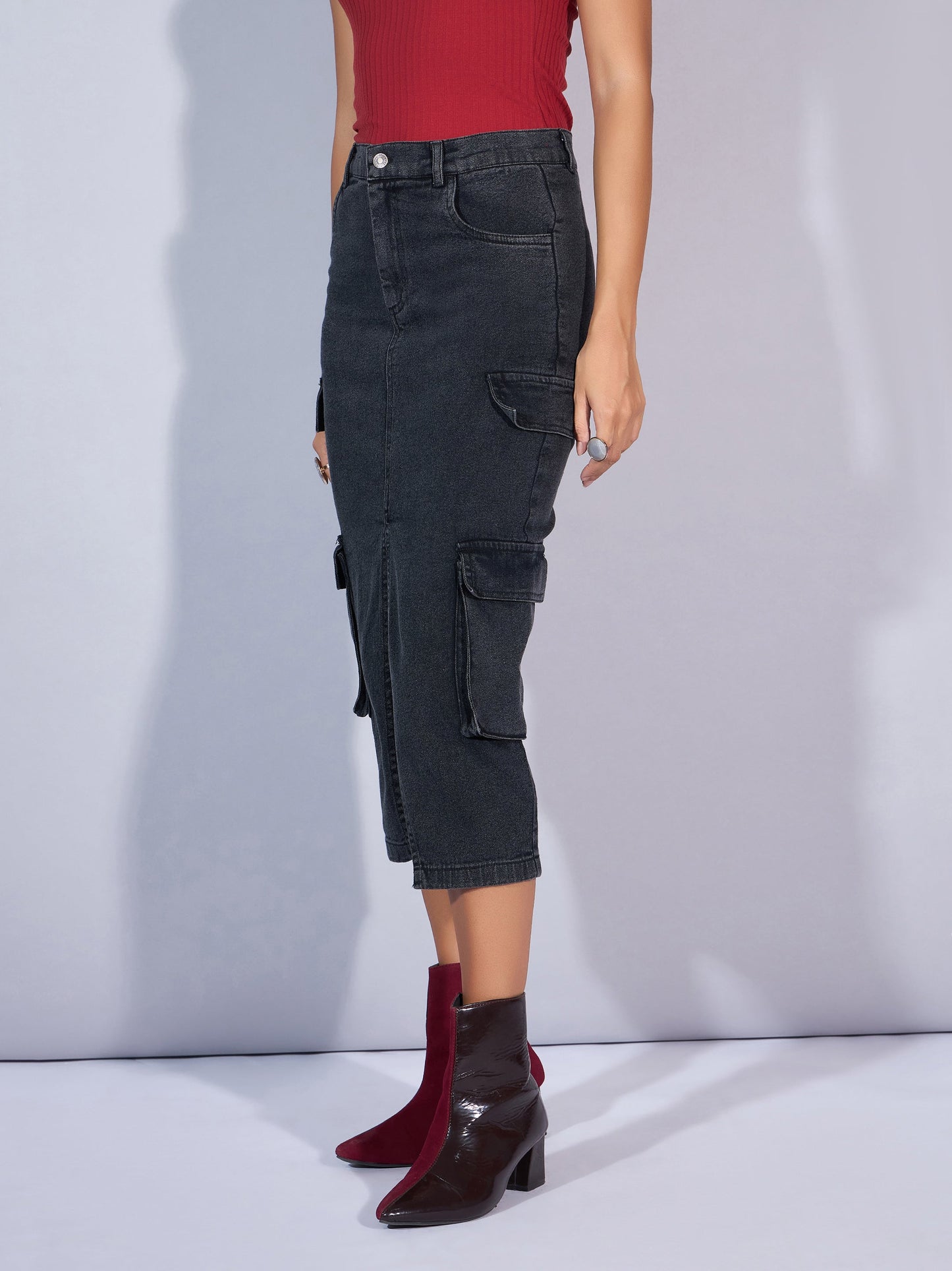 Women's Black Denim Skirt
