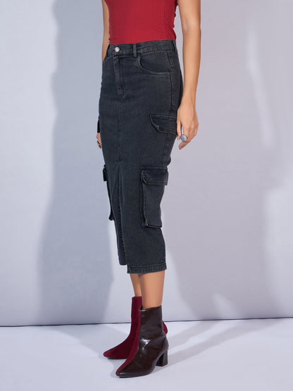 Women's Black Denim Skirt