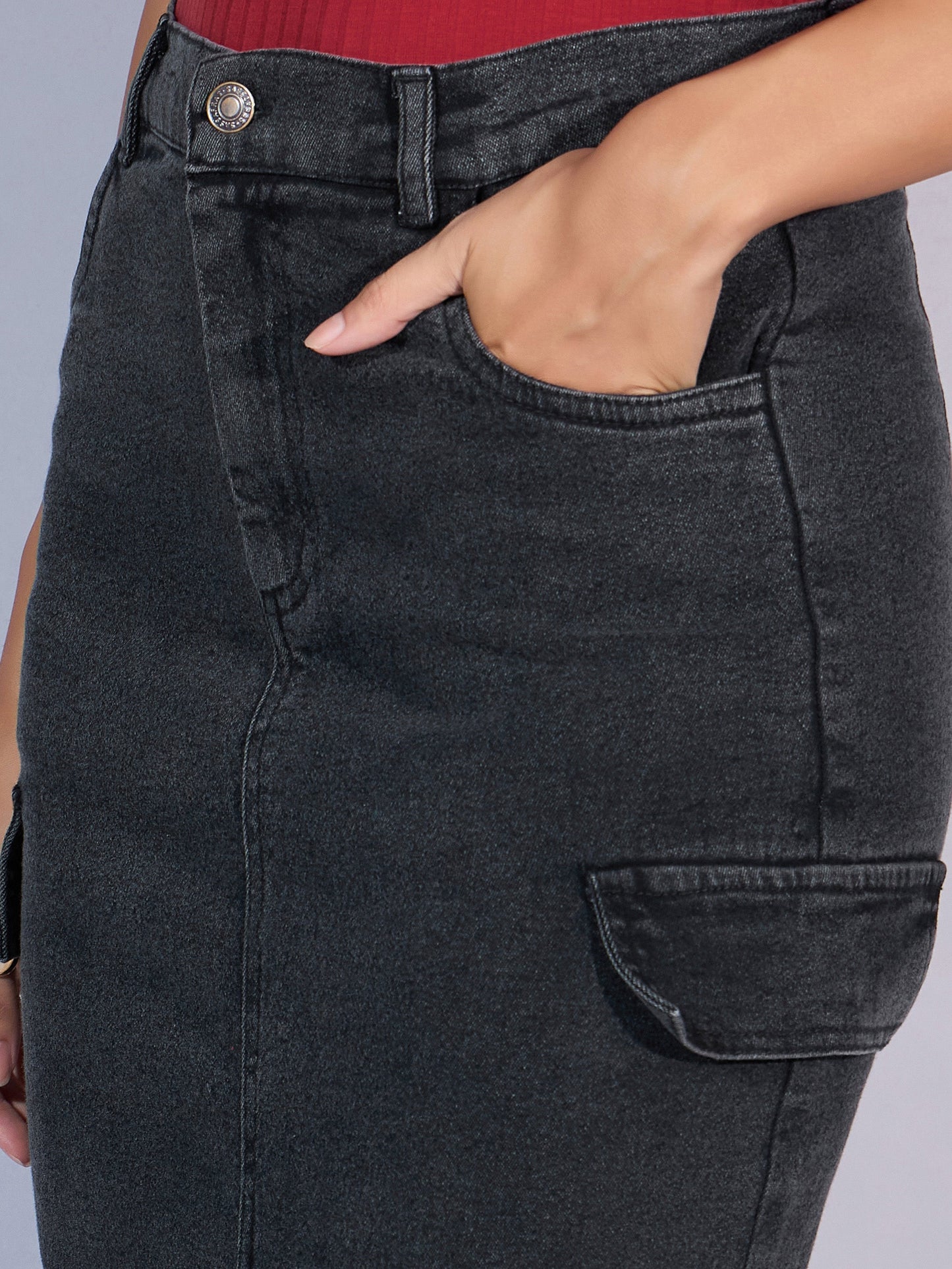 Women's Black Denim Skirt
