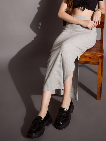 Women's Grey Rib Skirt