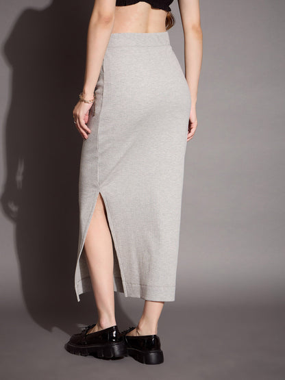 Women's Grey Rib Skirt