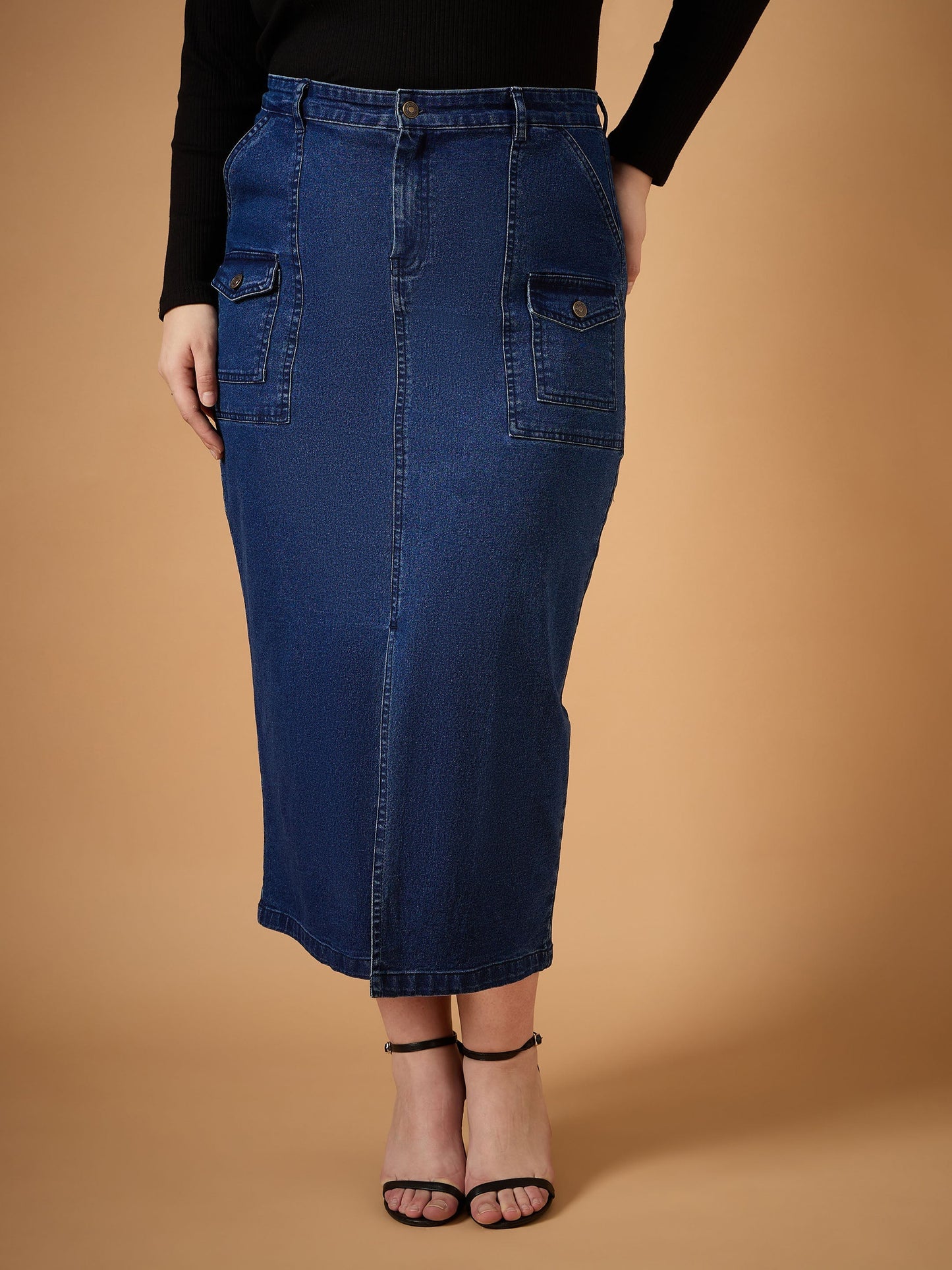 Women's Navy Blue Denim Skirt