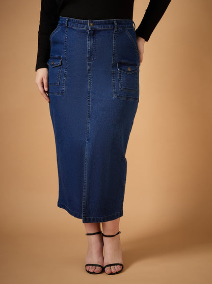 Women's Navy Blue Denim Skirt