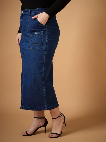 Women's Navy Blue Denim Skirt