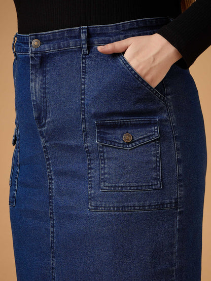 Women's Navy Blue Denim Skirt