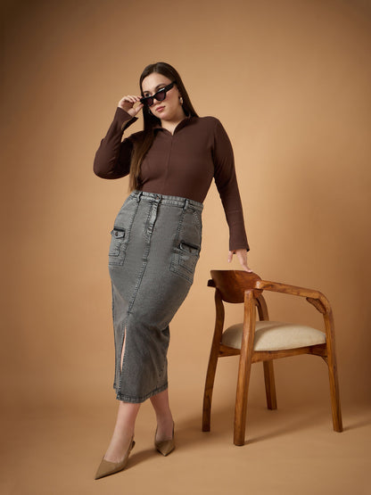 Women's Black Denim Skirt