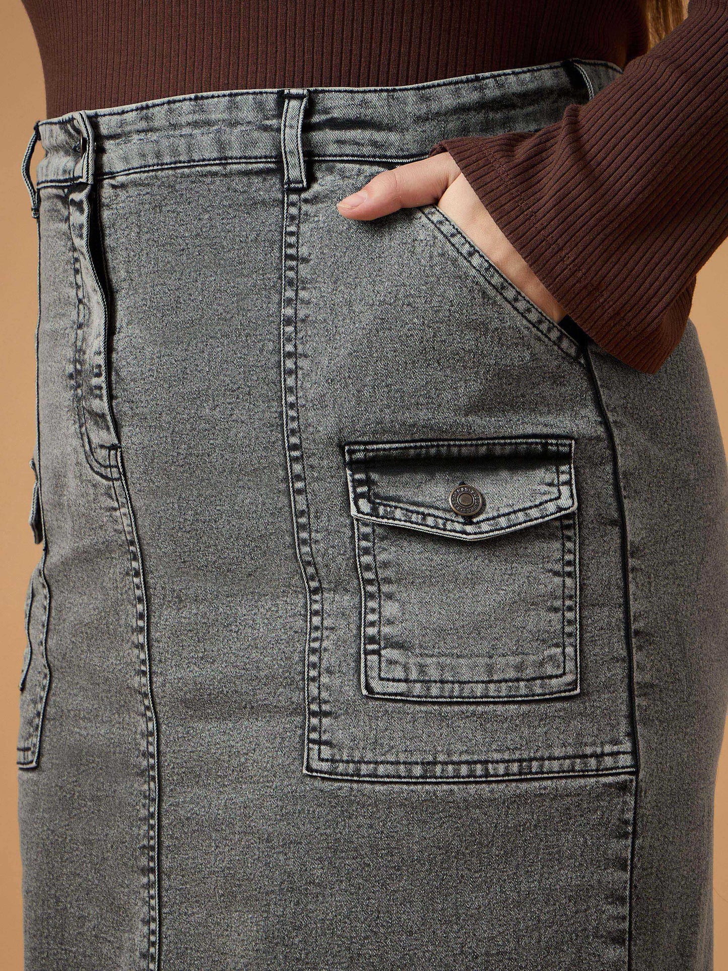 Women's Black Denim Skirt