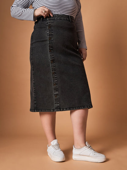 Women's Black Denim Skirt
