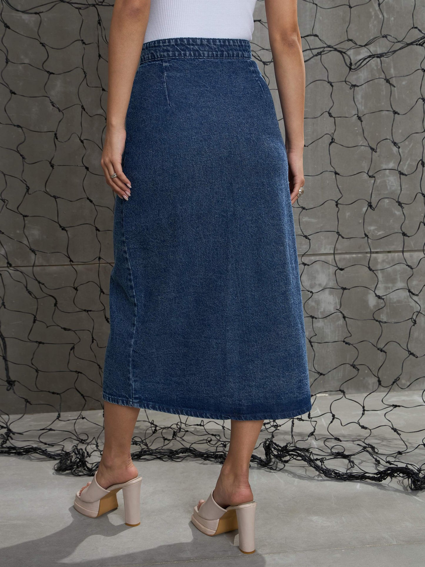 Women's Blue Front Button Wrap Ski