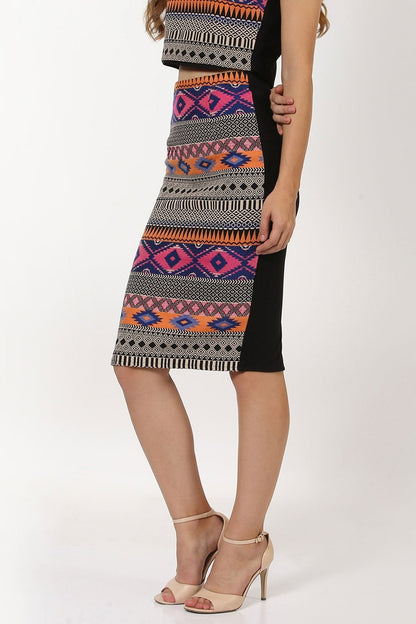 Women's Multicolored Jacquard Pencil Skirt