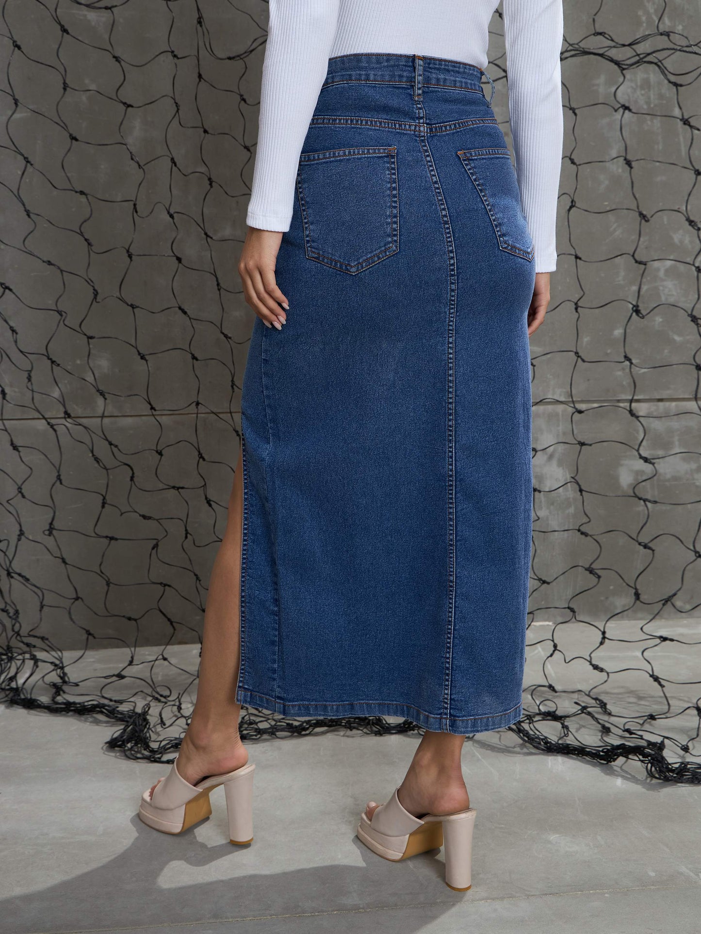 Women's Blue Blast Front Slit Maxi Ski