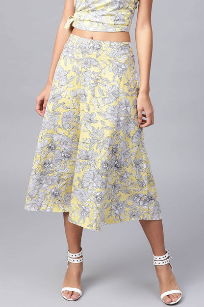 Women's Lemon Tropical Flared Skirt