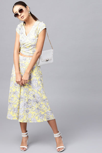 Women's Lemon Tropical Flared Skirt