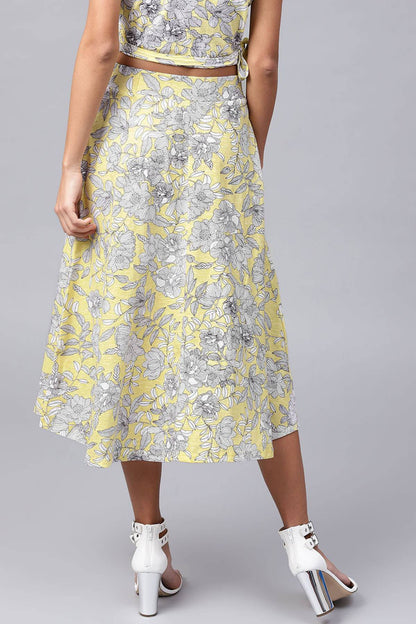 Women's Lemon Tropical Flared Skirt