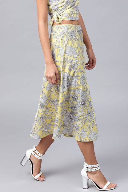 Women's Lemon Tropical Flared Skirt