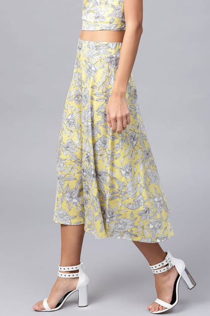 Women's Lemon Tropical Flared Skirt