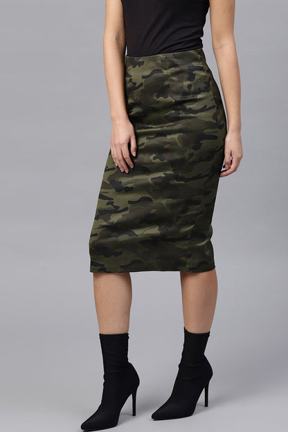 Women's Camouflage Back Slit Pencil Skirt