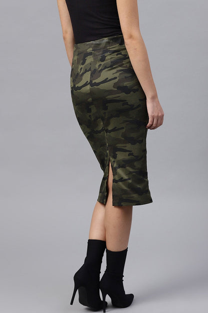Women's Camouflage Back Slit Pencil Skirt