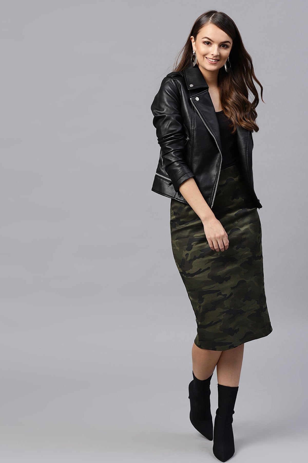 Women's Camouflage Back Slit Pencil Skirt